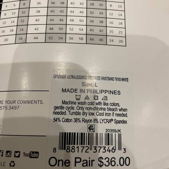 Hue White Wide Waistband Cotton Leggings - Picture 5 of 5